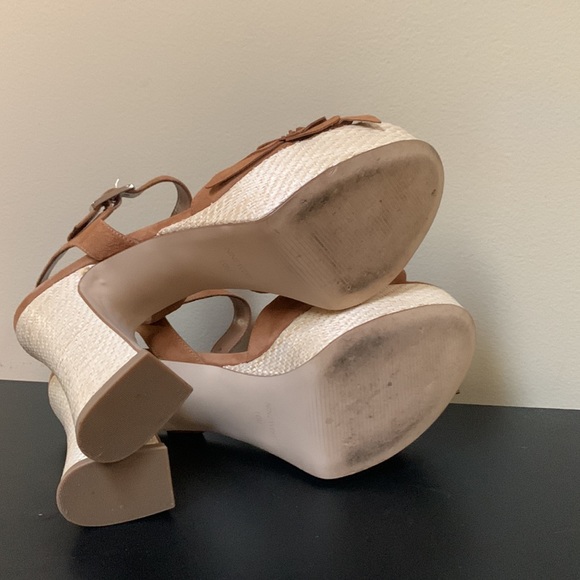 Nine West Winflower Chunky Block Heel Strappy Sandals Brown Leather - Picture 11 of 14